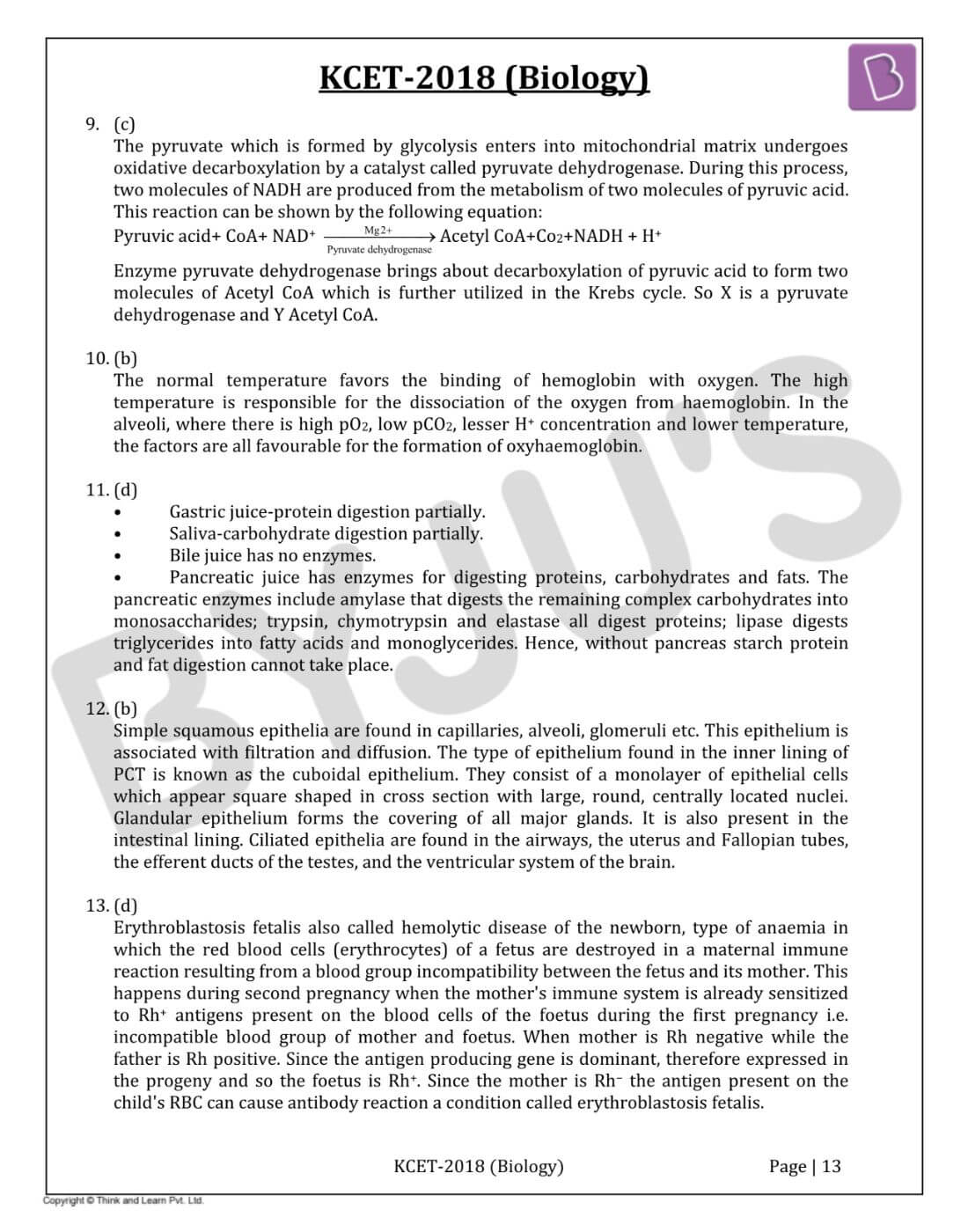 KCET 2018 Biology Question Paper with Solutions