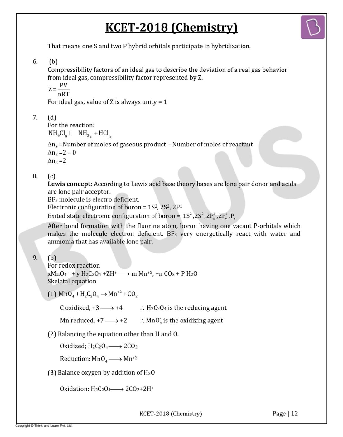 KCET 2018 Chemistry Question Paper with Solutions
