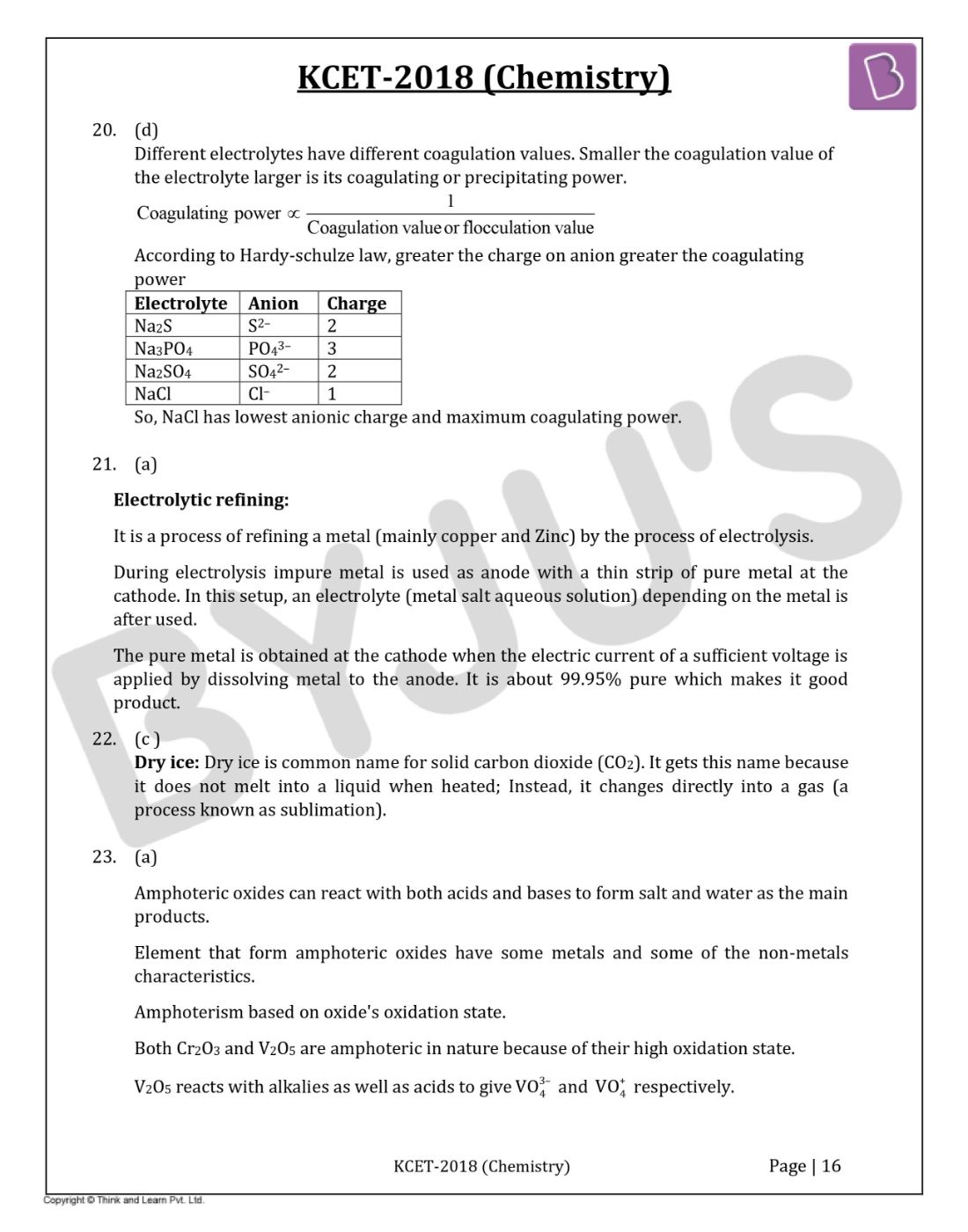 KCET 2018 Chemistry Question Paper with Solutions