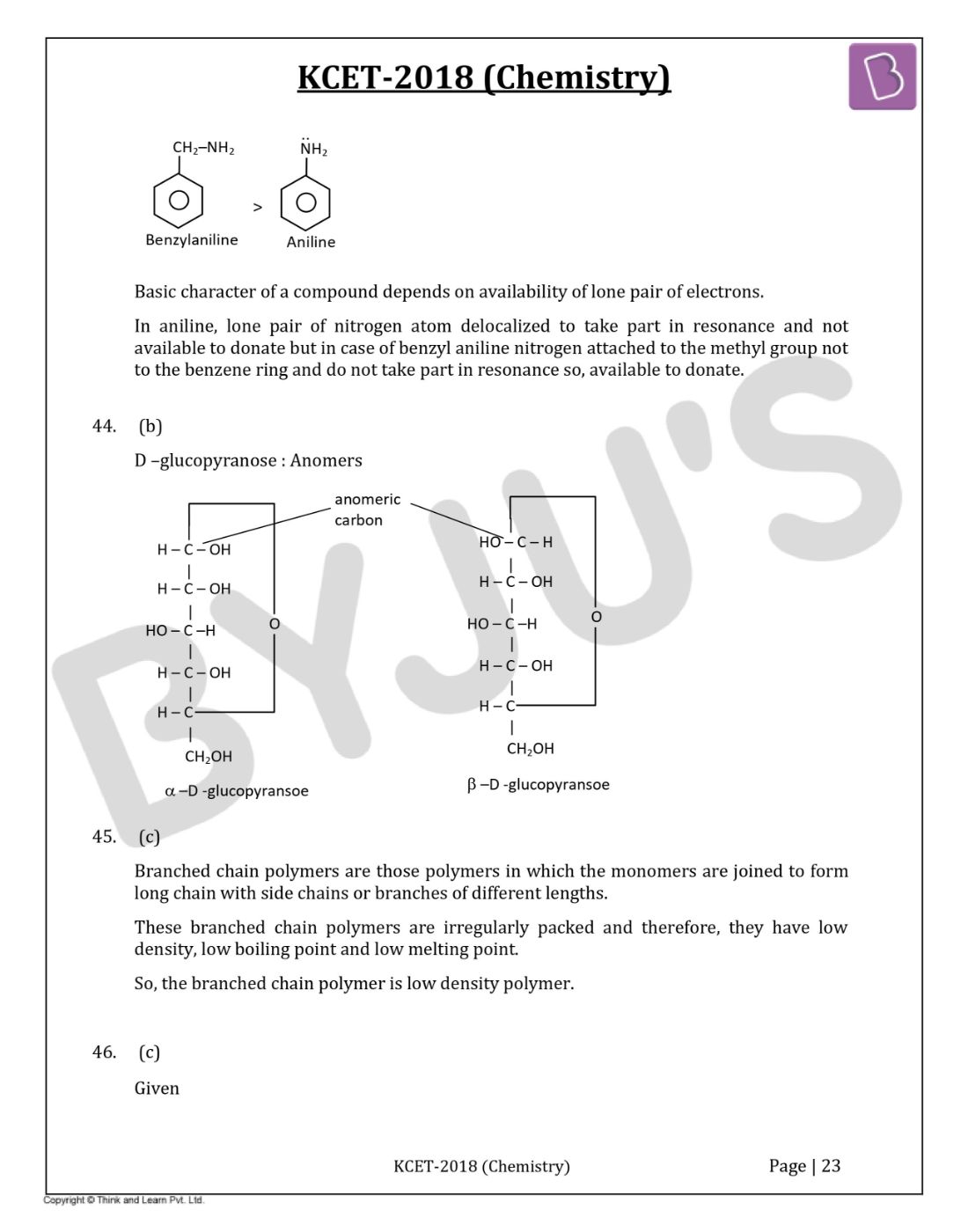KCET 2018 Chemistry Question Paper with Solutions