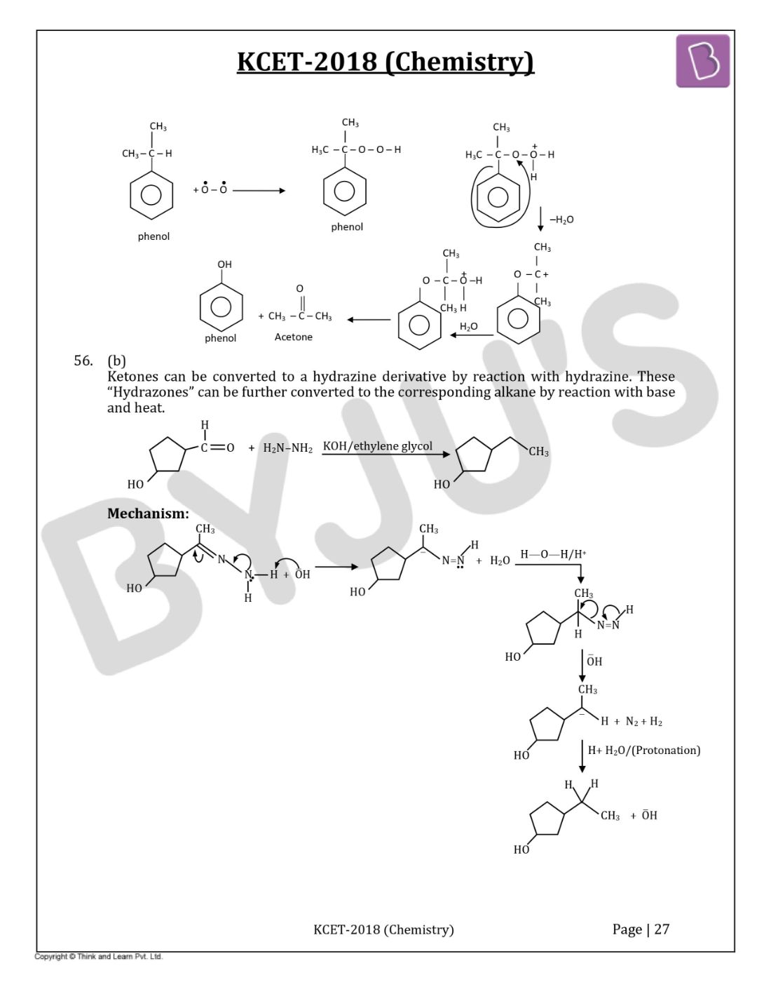 KCET 2018 Chemistry Question Paper with Solutions