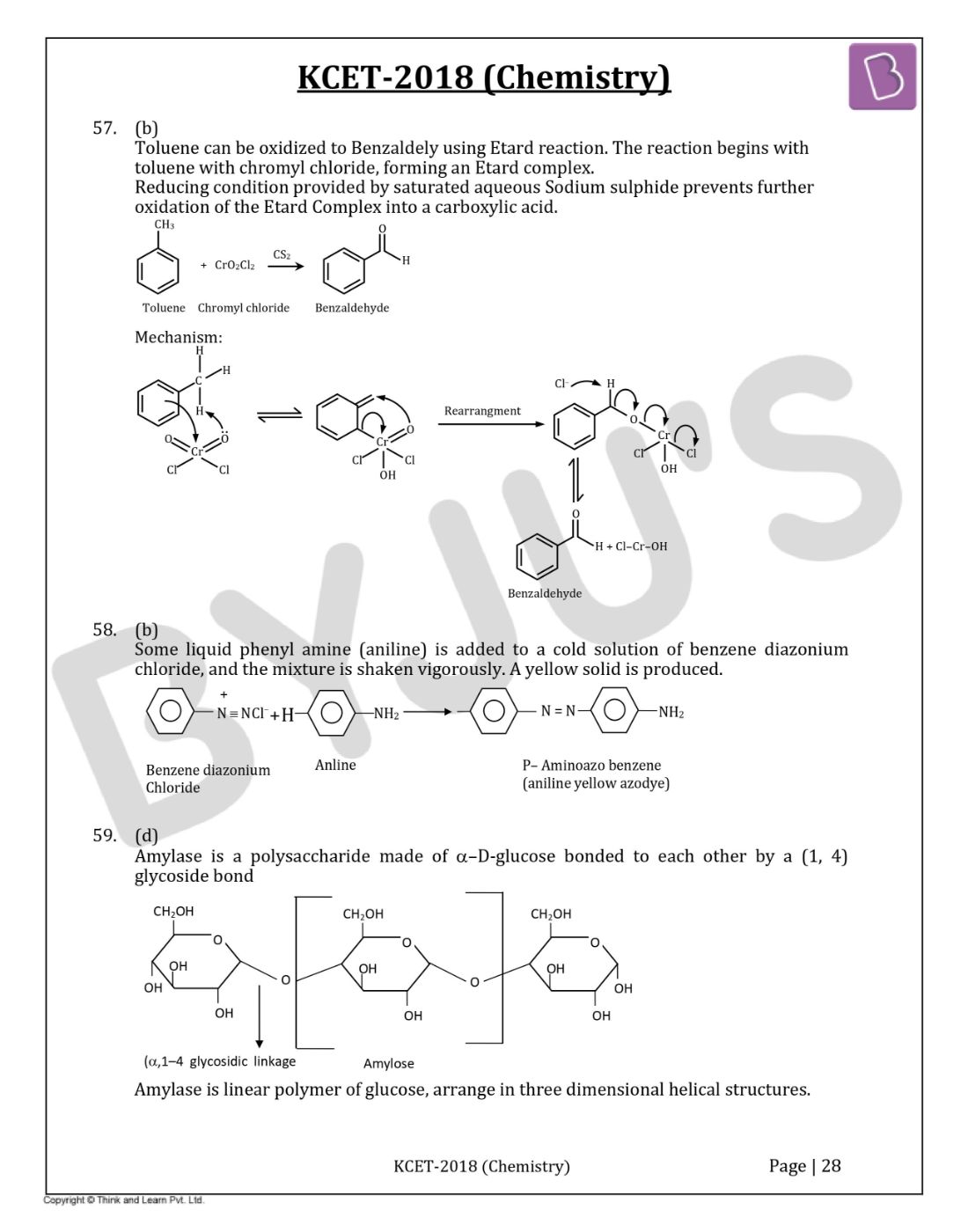 KCET 2018 Chemistry Question Paper with Solutions
