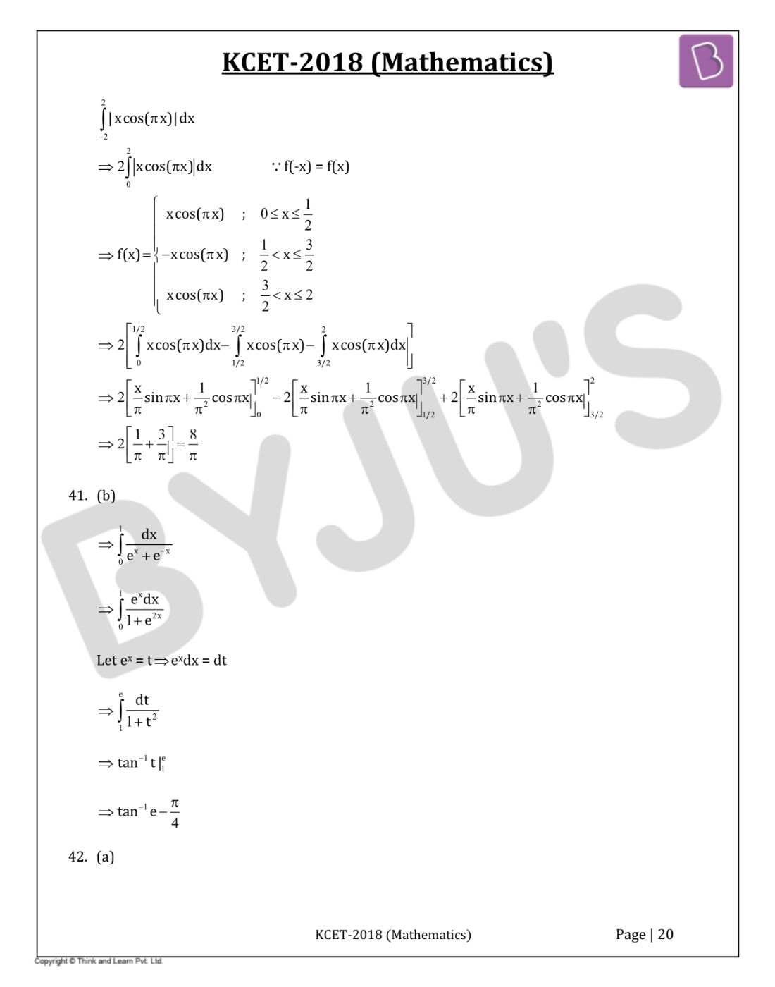 KCET 2018 Maths Question Paper with Solutions
