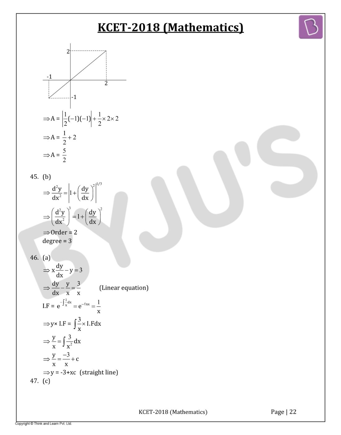 KCET 2018 Maths Question Paper with Solutions