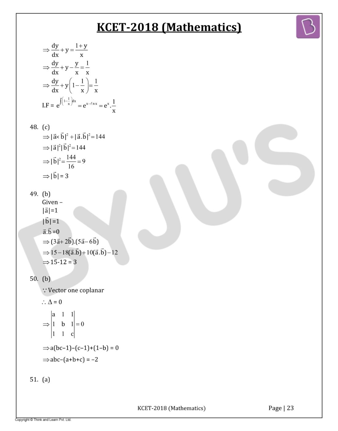 KCET 2018 Maths Question Paper with Solutions