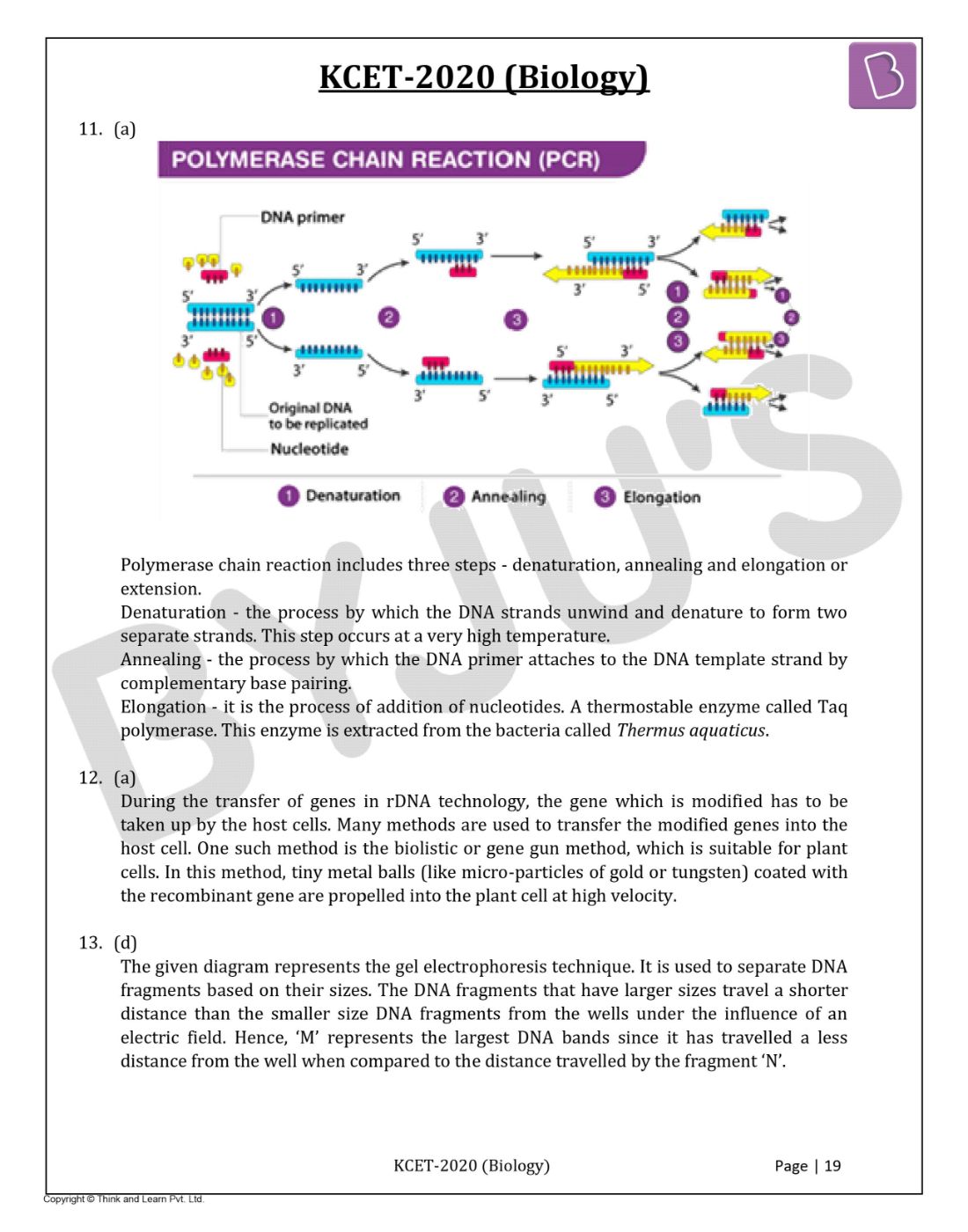 KCET 2020 Biology Question Paper with Solutions
