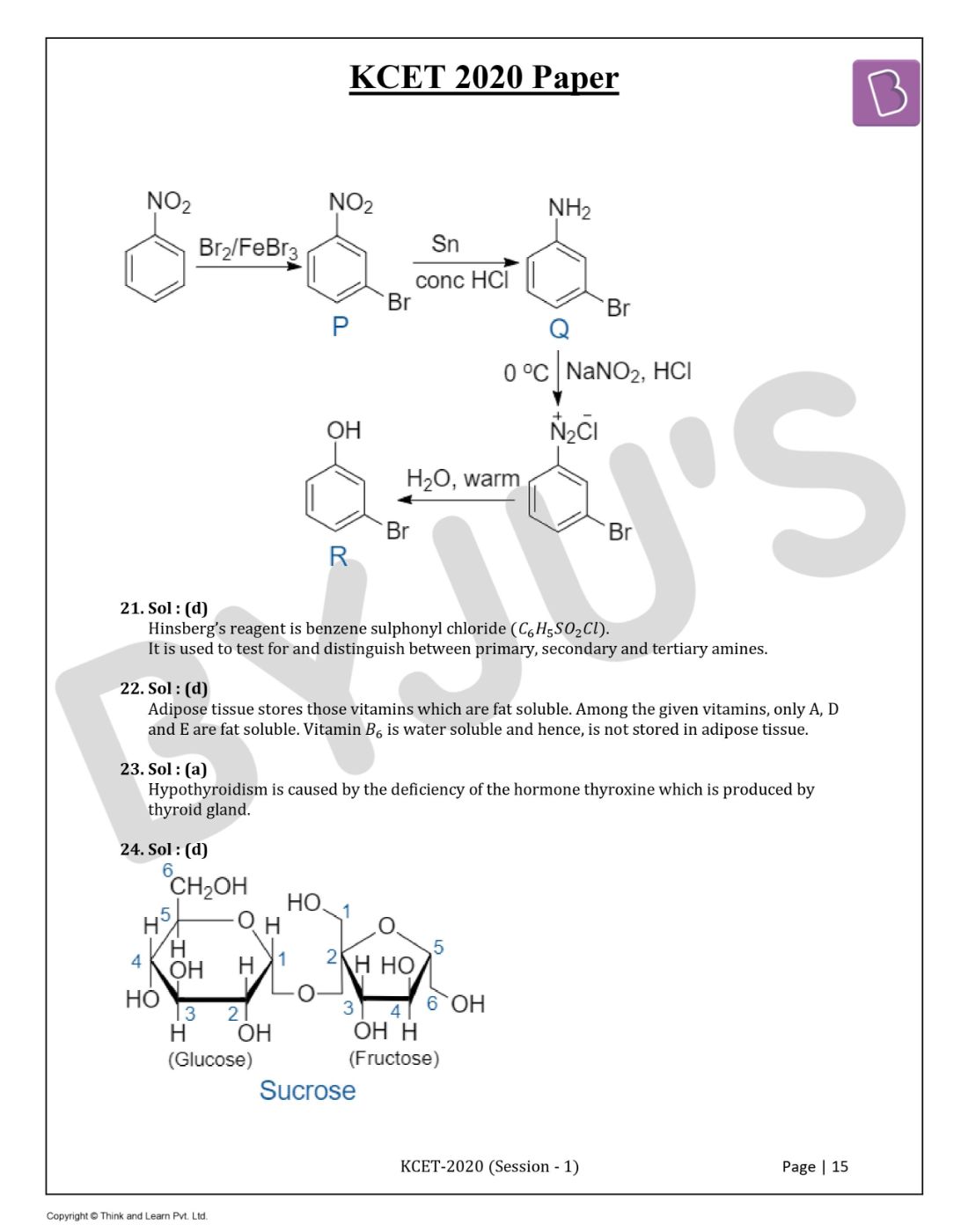 KCET 2020 Chemistry Question Paper with Solutions