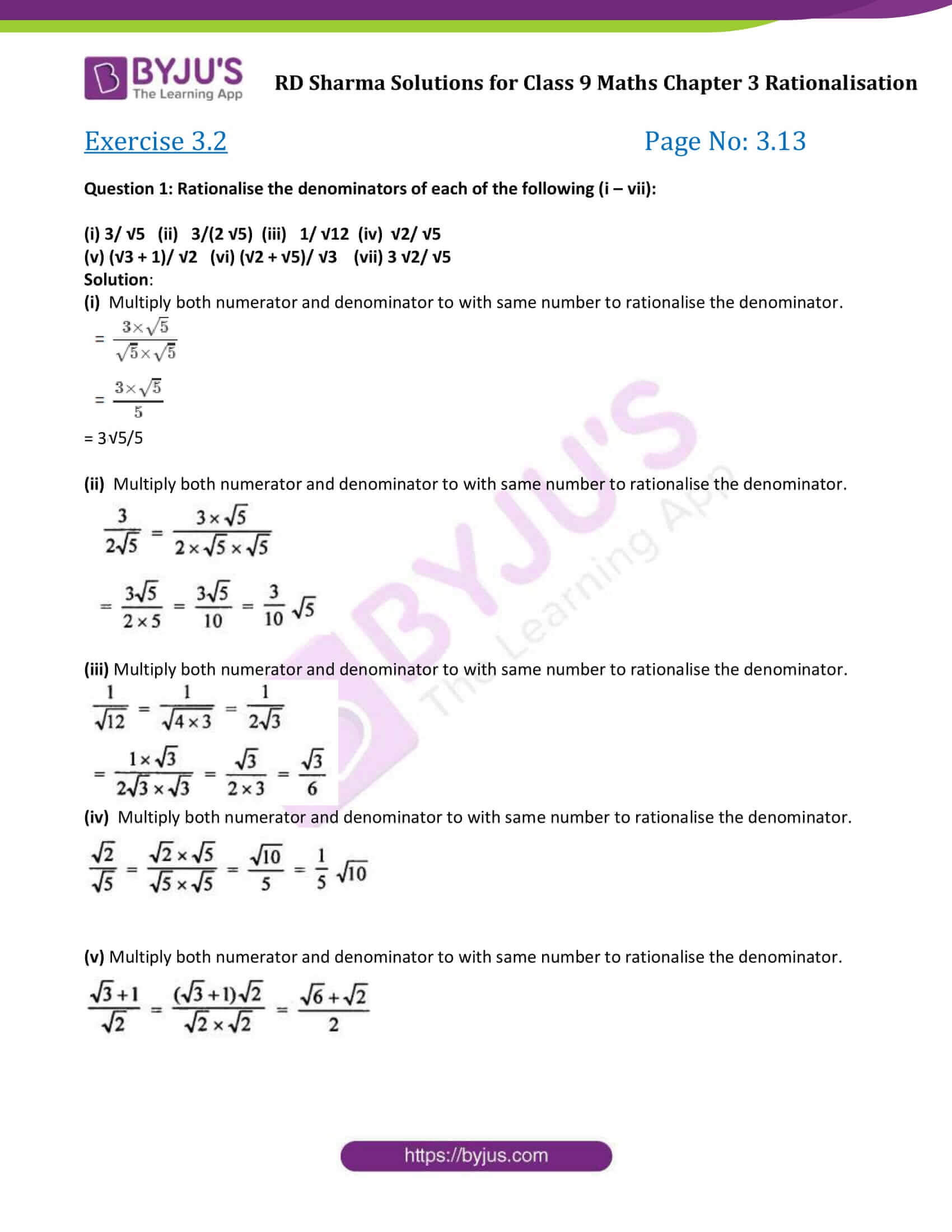 Rd Sharma Solutions Class 9 Maths Chapter 3 Rationalisation Updated For 21 22