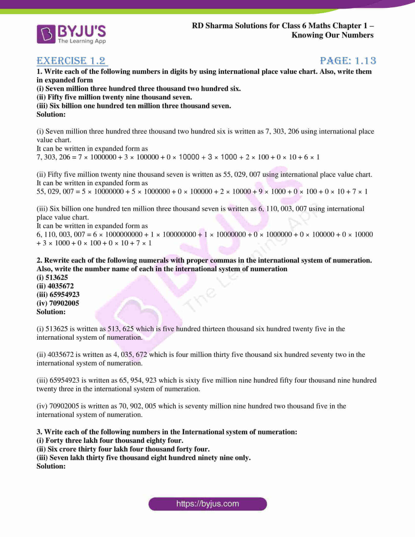 Rd Sharma Solutions For Class 6 Chapter 1 Knowing Our Numbers Exercise 1 2 Access Pdf