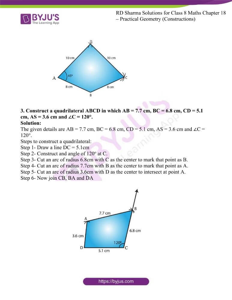 RD Sharma Solutions for Class 8 Chapter 18 Practical Geometry ...