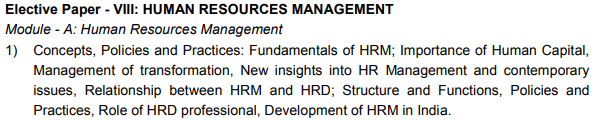 CAIIB Syllabus Elective Paper VIII Human Resource Management