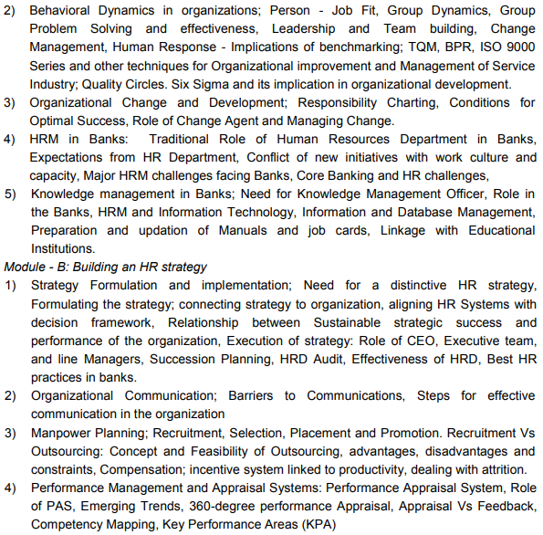 CAIIB Syllabus Elective Paper VIII Human Resource Management