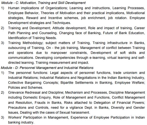 CAIIB Syllabus Elective Paper VIII Human Resource Management