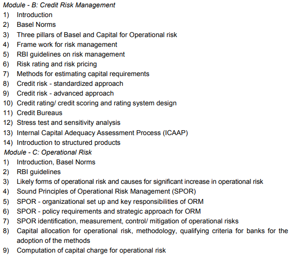 CAIIB Syllabus Elective Paper XI Risk Management