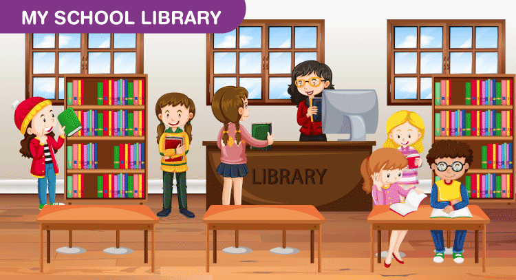 school library cartoon