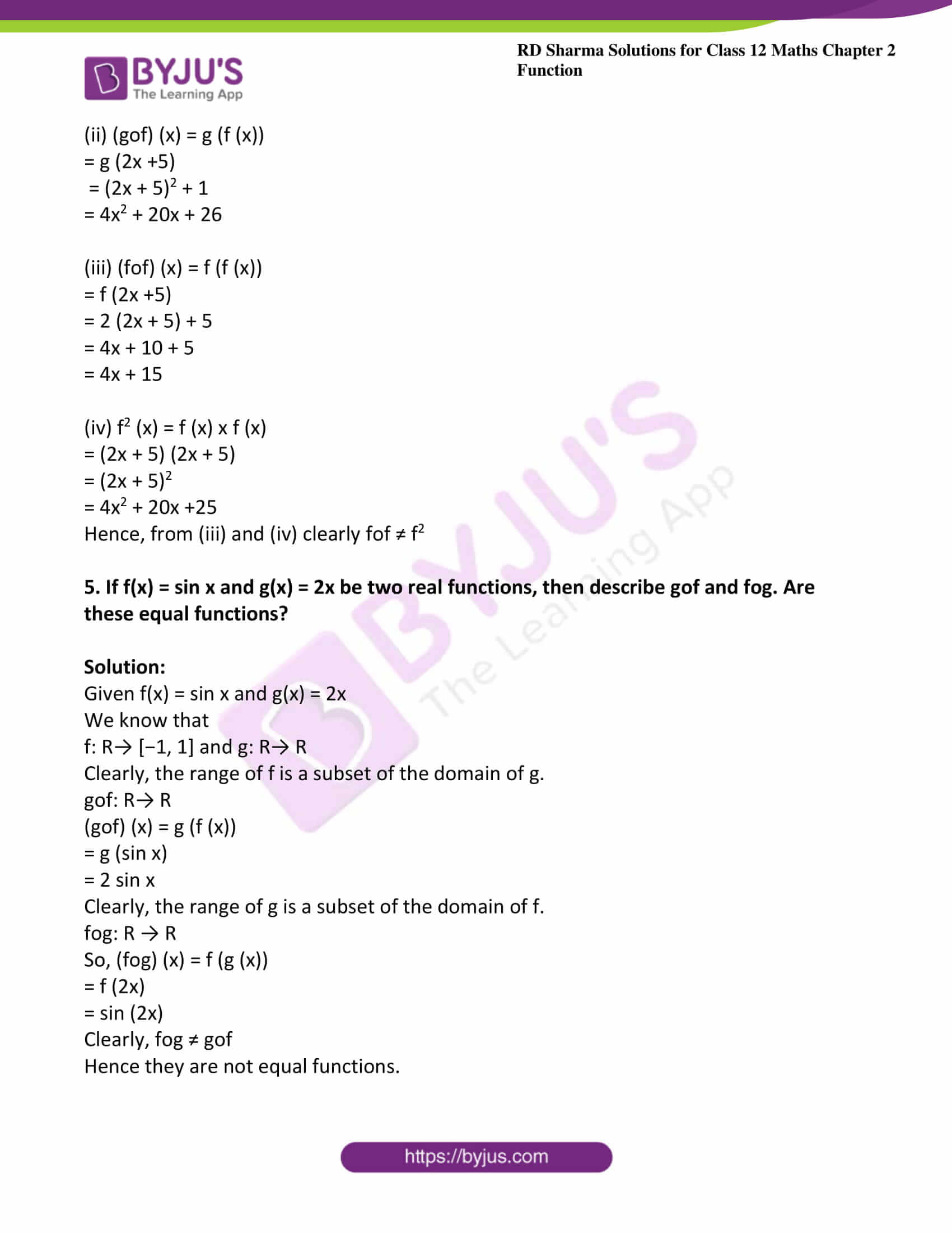 Rd Sharma Solutions For Class 12 Chapter 2 Functions