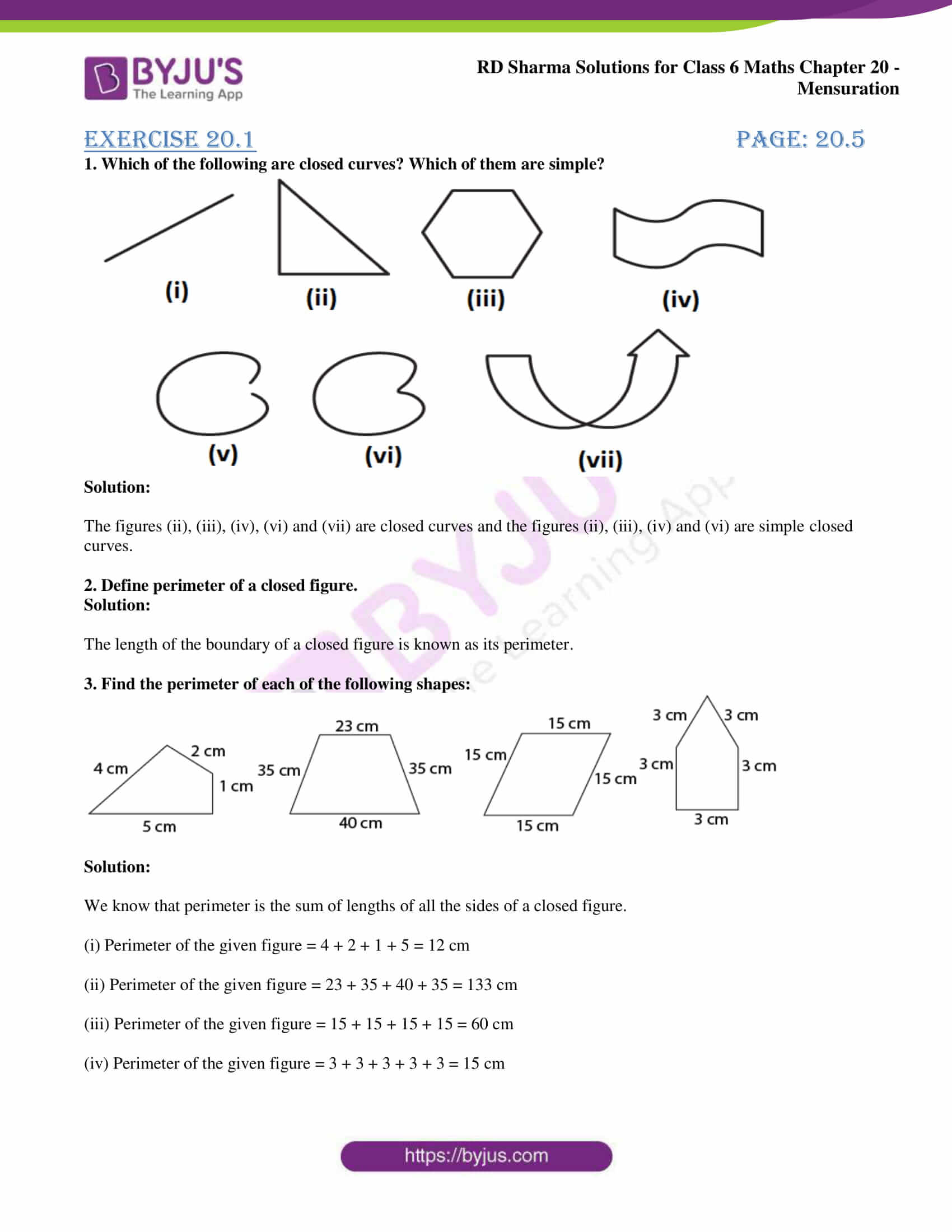 Rd Sharma Solutions For Class 6 Chapter 20 Mensuration Access Pdf