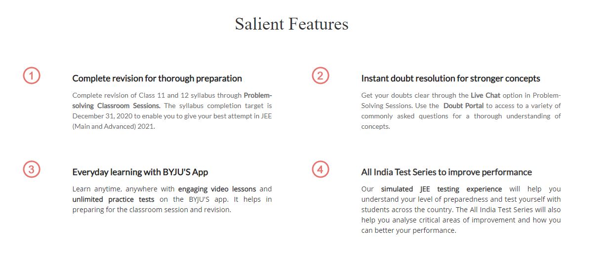 JEE Crash Course Features