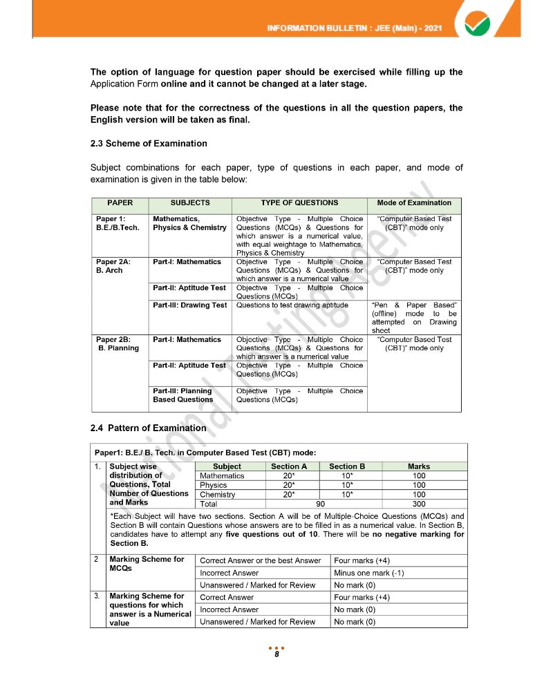 JEE Main 2021 Information Brochure 10