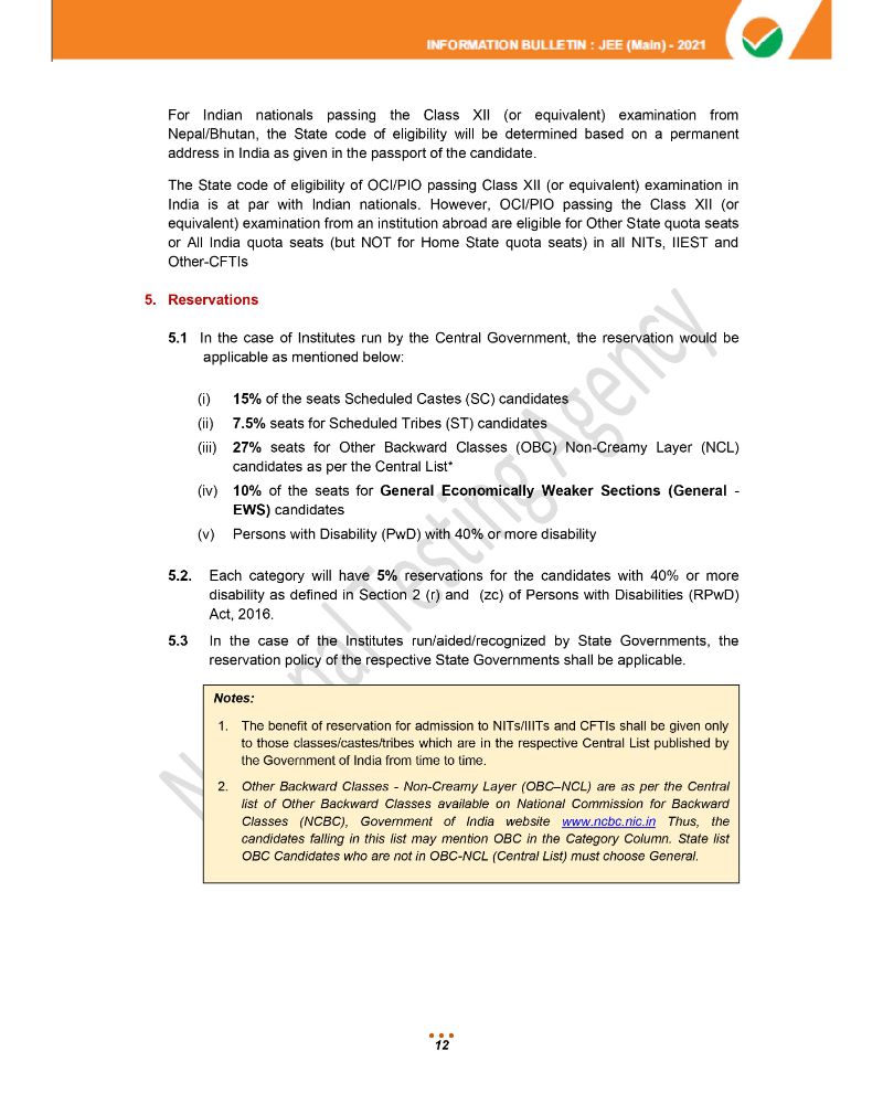 JEE Main 2021 Information Brochure 14