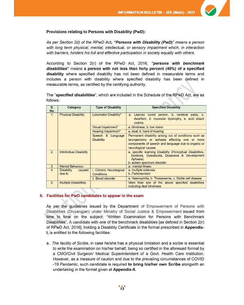 JEE Main 2021 Information Brochure 15