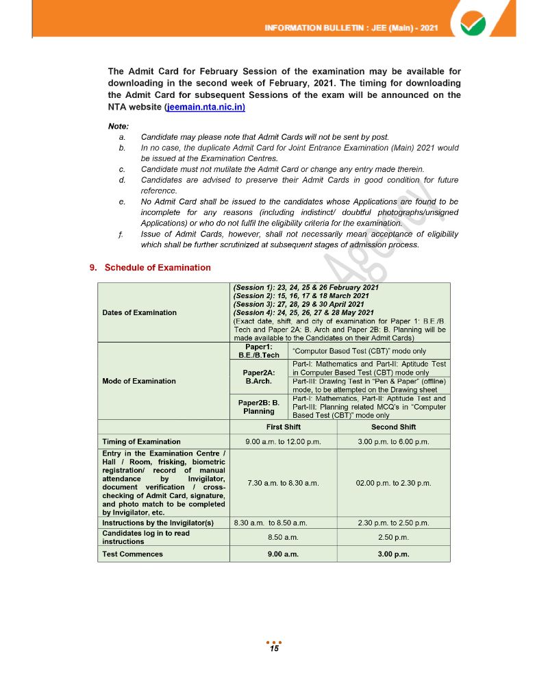 JEE Main 2021 Information Brochure 17