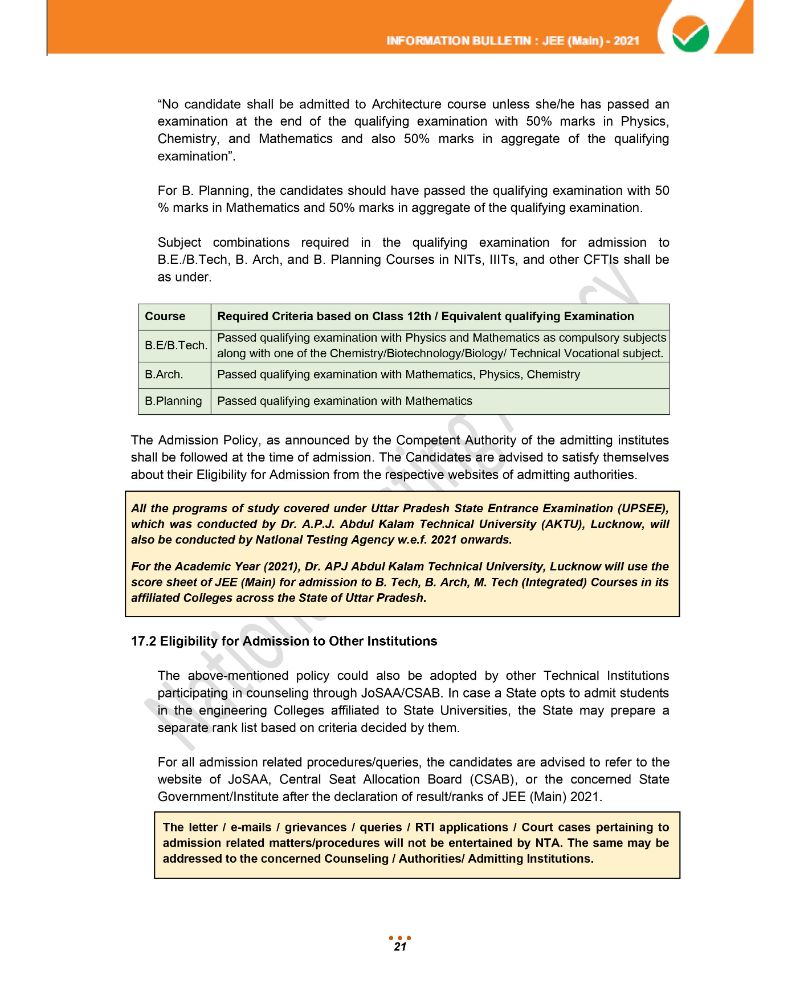 JEE Main 2021 Information Brochure 23