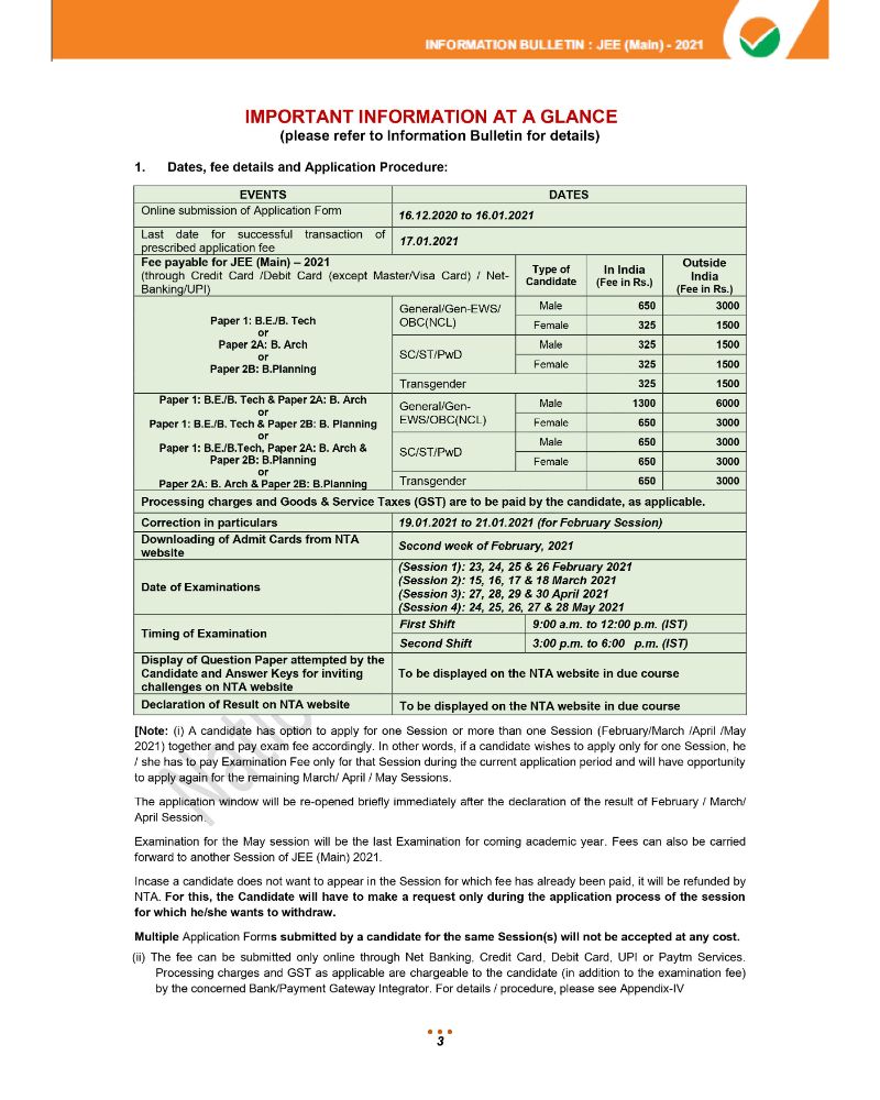 JEE Main 2021 Information Brochure 5