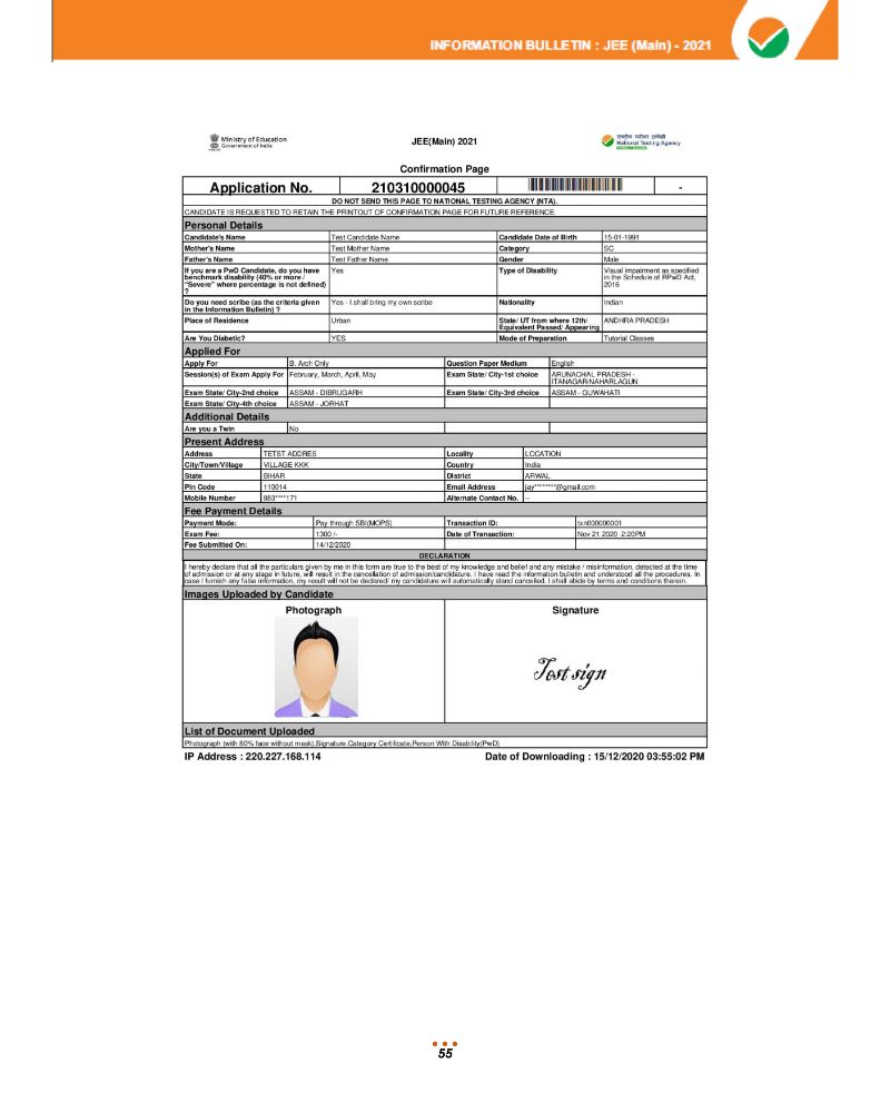 JEE Main 2021 Information Brochure 57