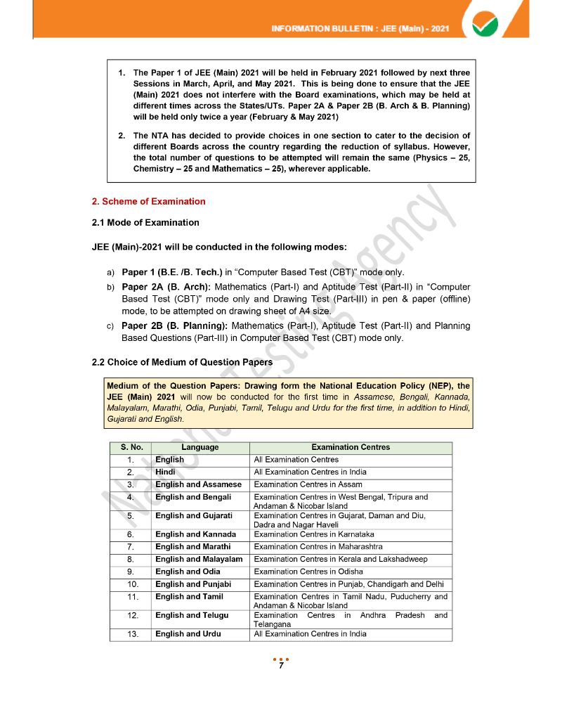 JEE Main 2021 Information Brochure 9