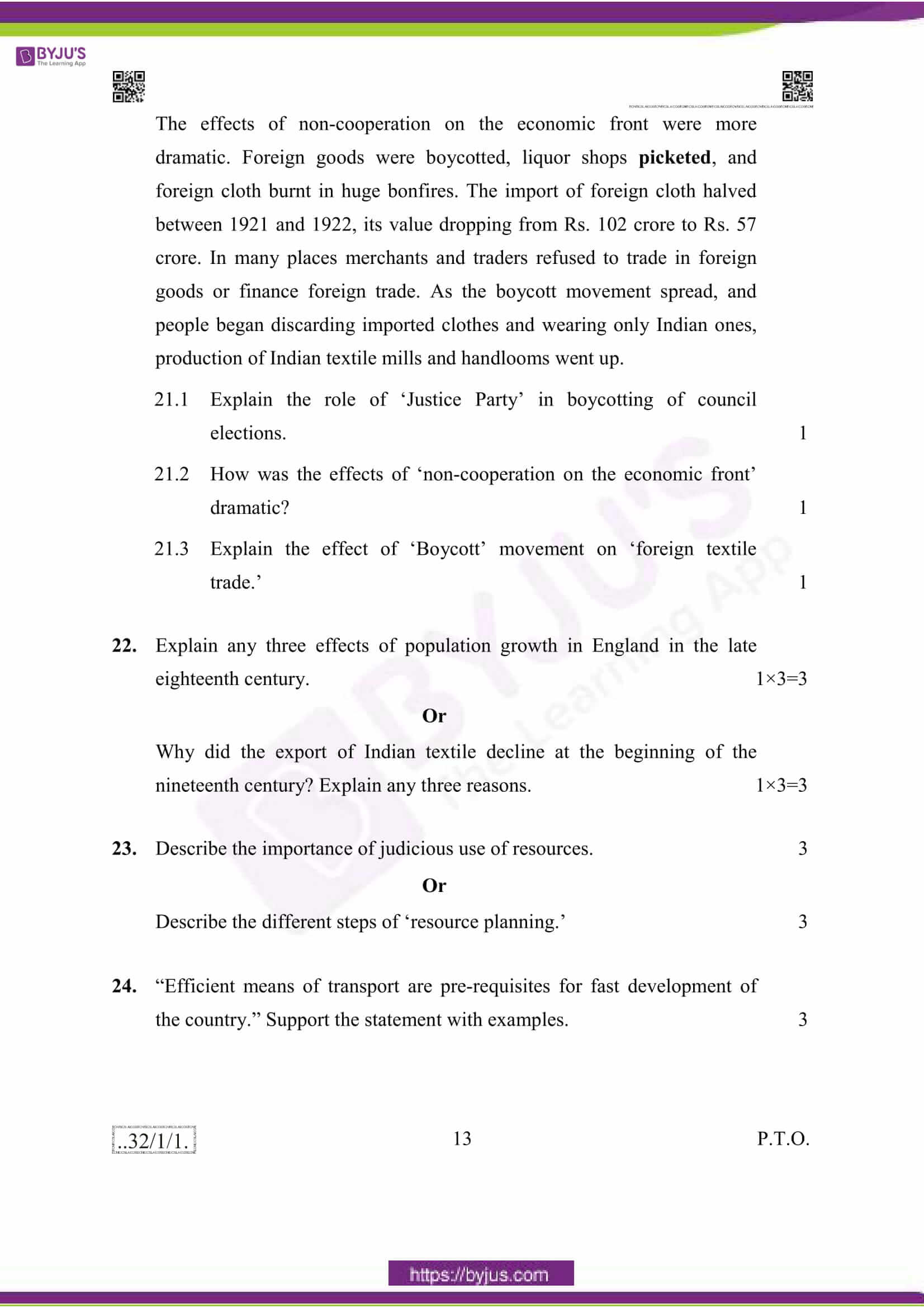 CBSE Previous Year Question Paper Class 10 Social Science 2020