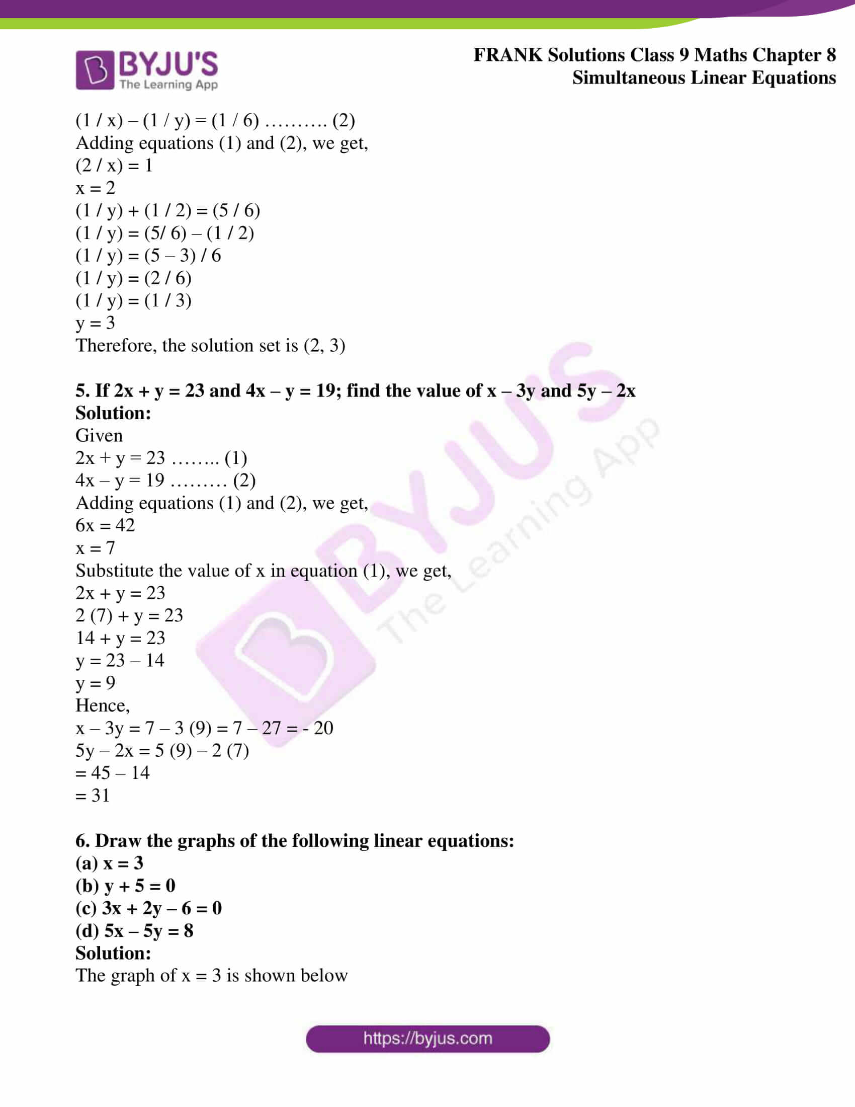 Frank Solutions For Class 9 Maths Chapter 8 Simultaneous Linear Equations Free Pdf