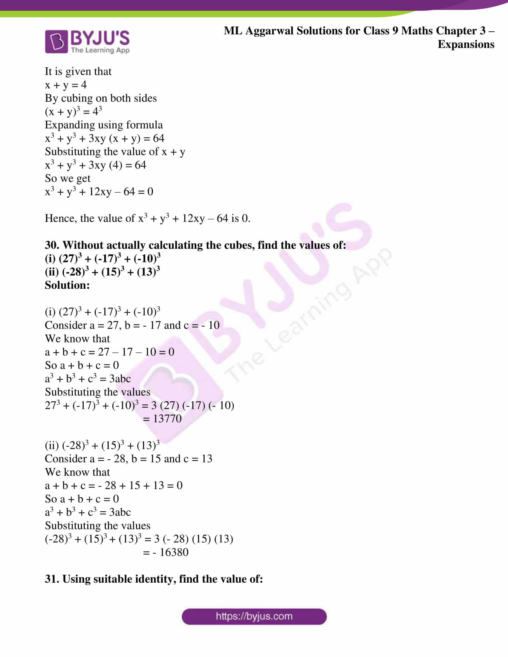 Ml Aggarwal Solutions For Class 9 Chapter 3 Expansions Download Free Pdf