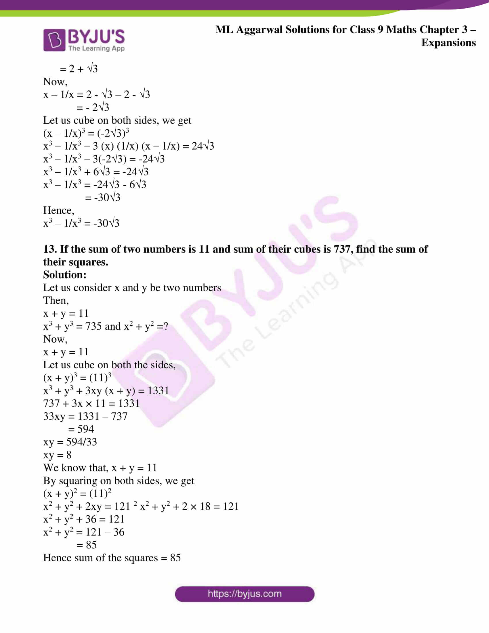 Ml Aggarwal Solutions For Class 9 Chapter 3 Expansions Download Free Pdf