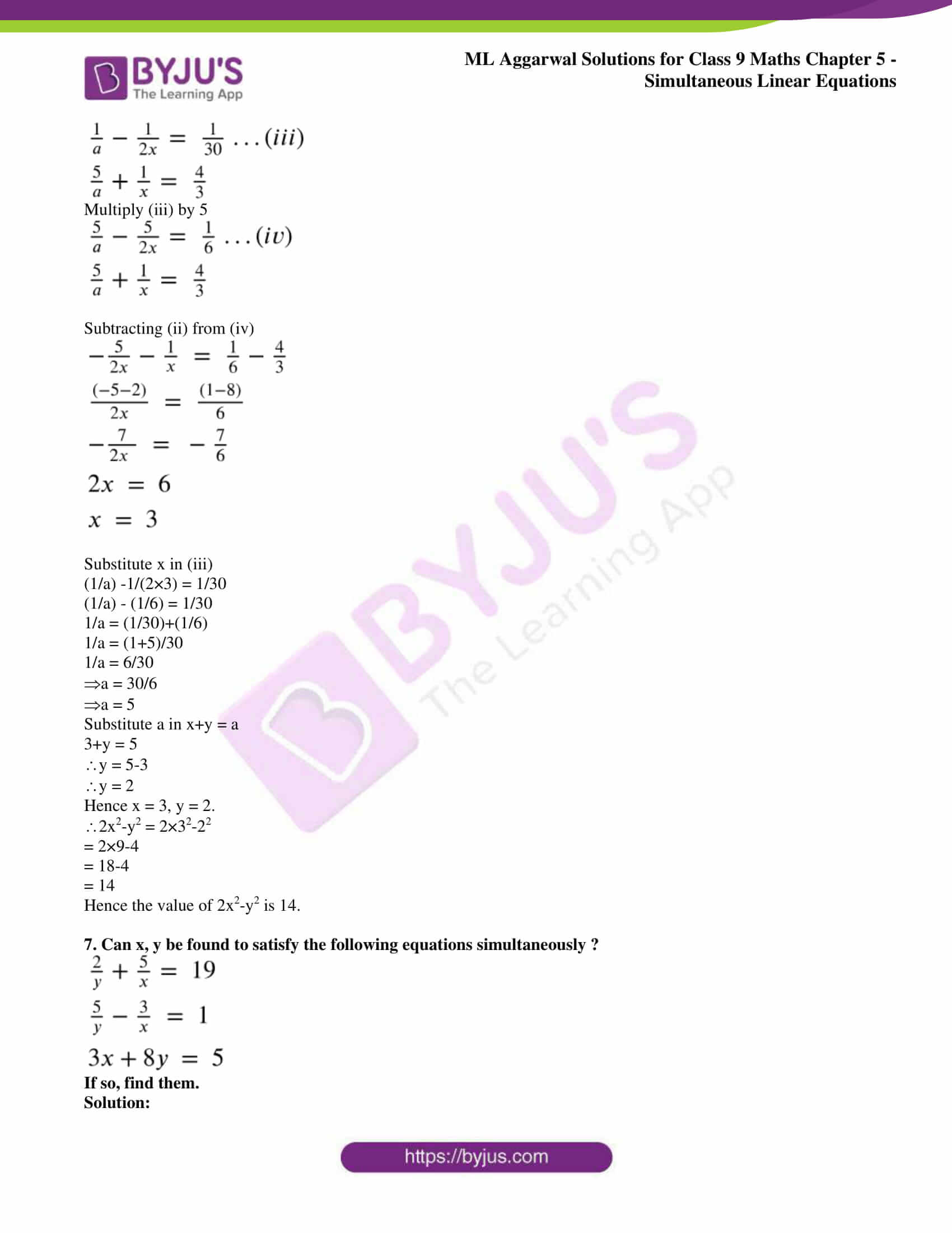 Ml Aggarwal Solutions For Class 9 Maths Chapter 5 Simultaneous Linear Equations