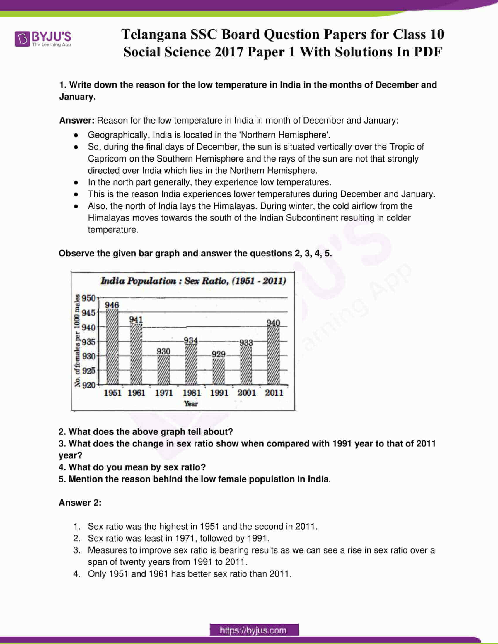 telangana board class 10 social science 2017 paper 1 solutions 1