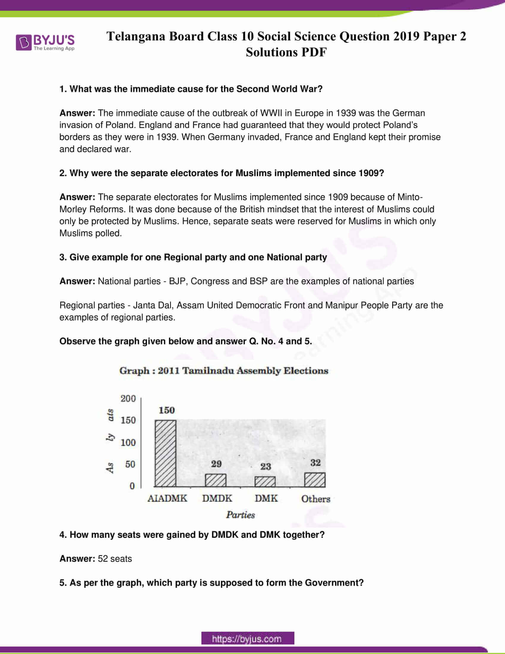 telangana board class 10 social science 2019 paper 2 solutions 1