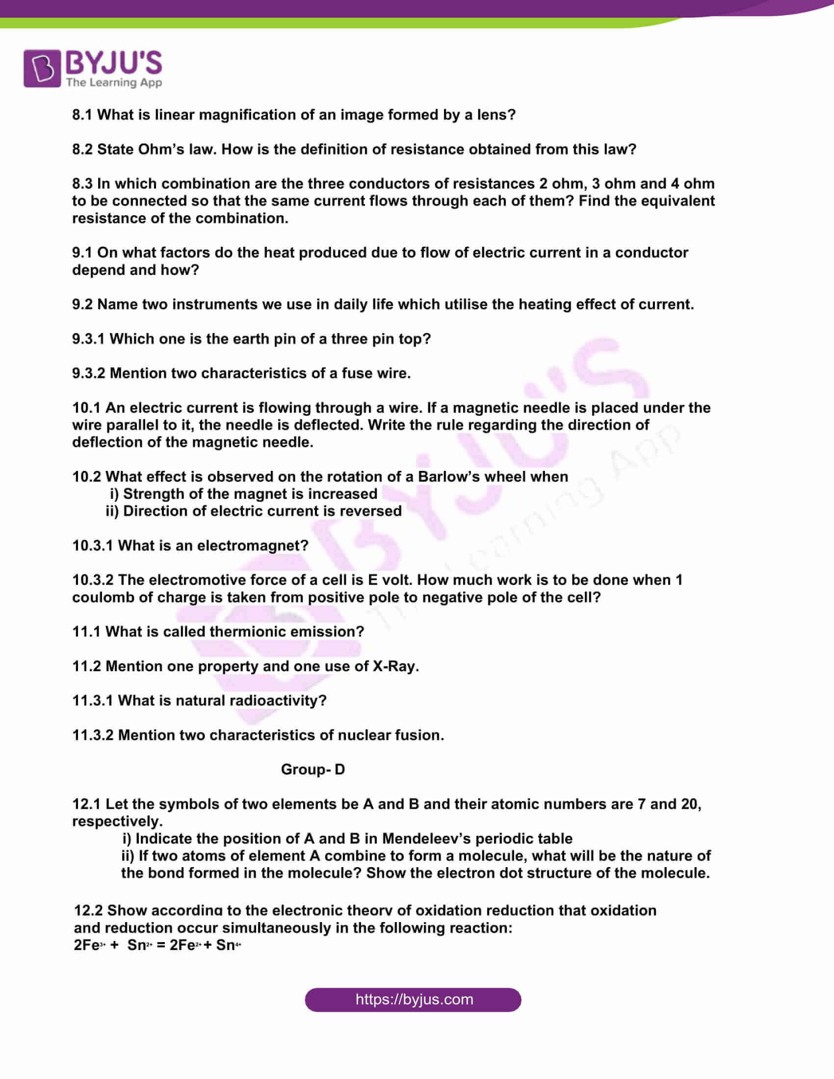 west bengal board class 10 physical science 2015 question paper 3