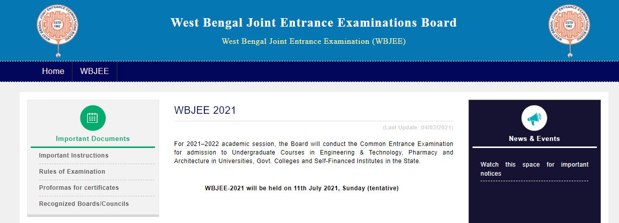 WBJEE-2021 Notification