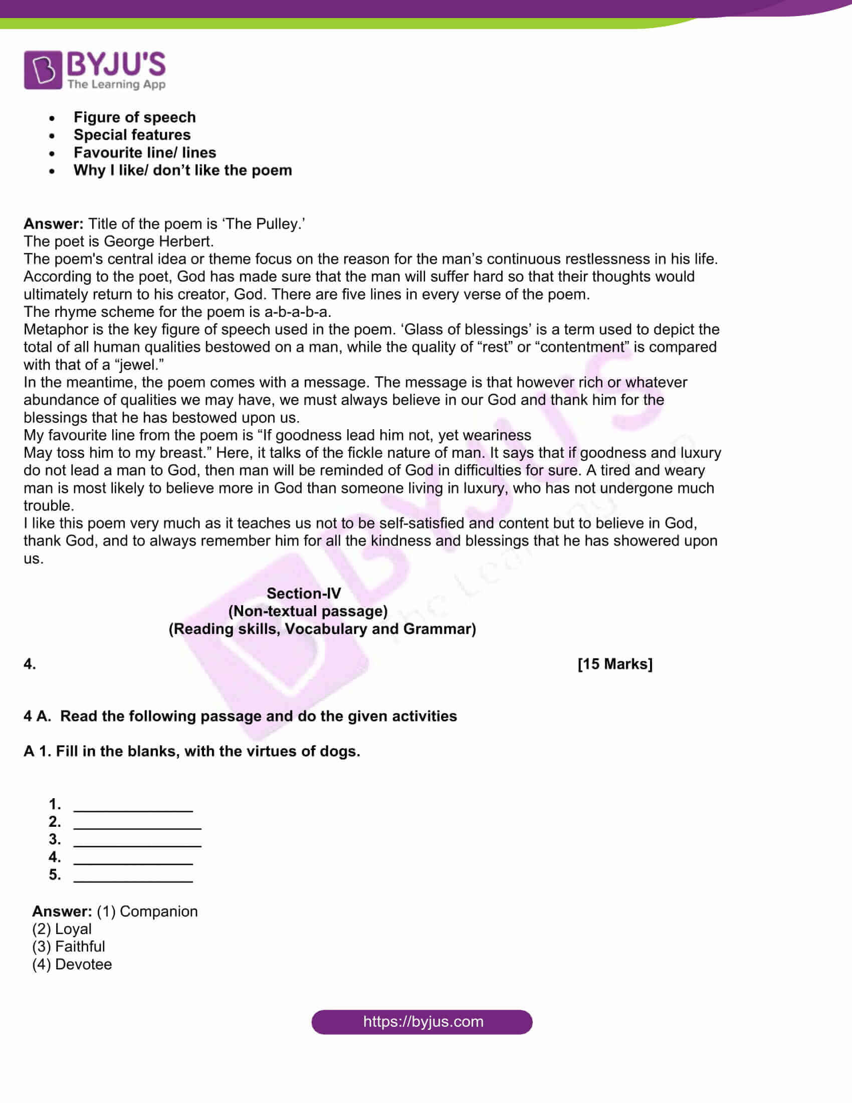 msbshse class 10 english question paper solutions 2019 09