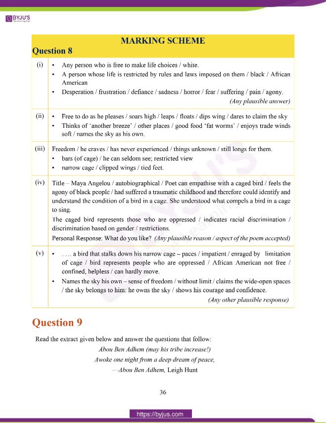 ICSE Class 10 English Literature Question Paper Solution 2020