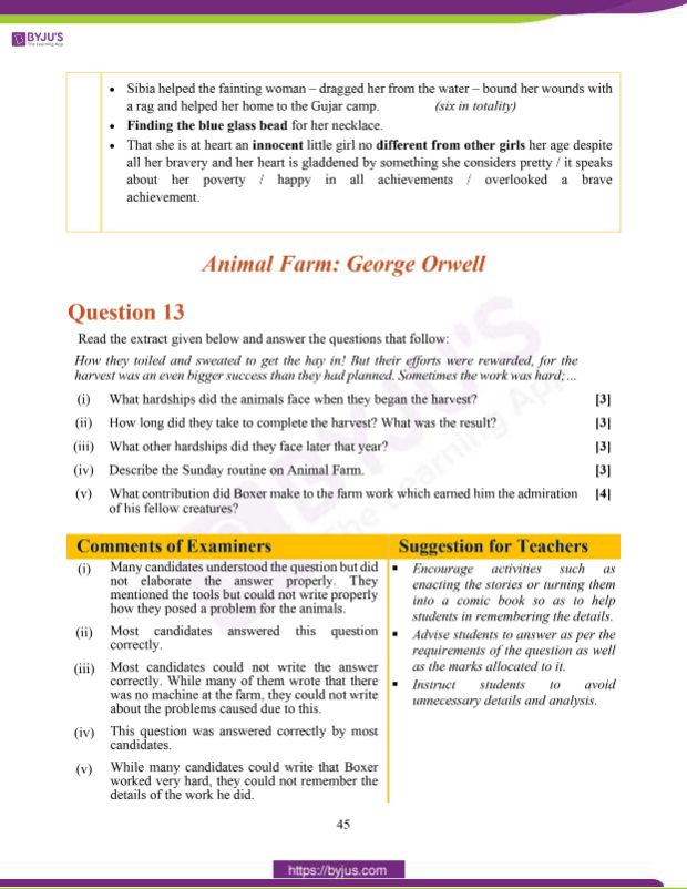 ICSE Class 10 English Literature Question Paper Solution 2020