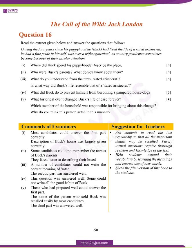 ICSE Class 10 English Literature Question Paper Solution 2020