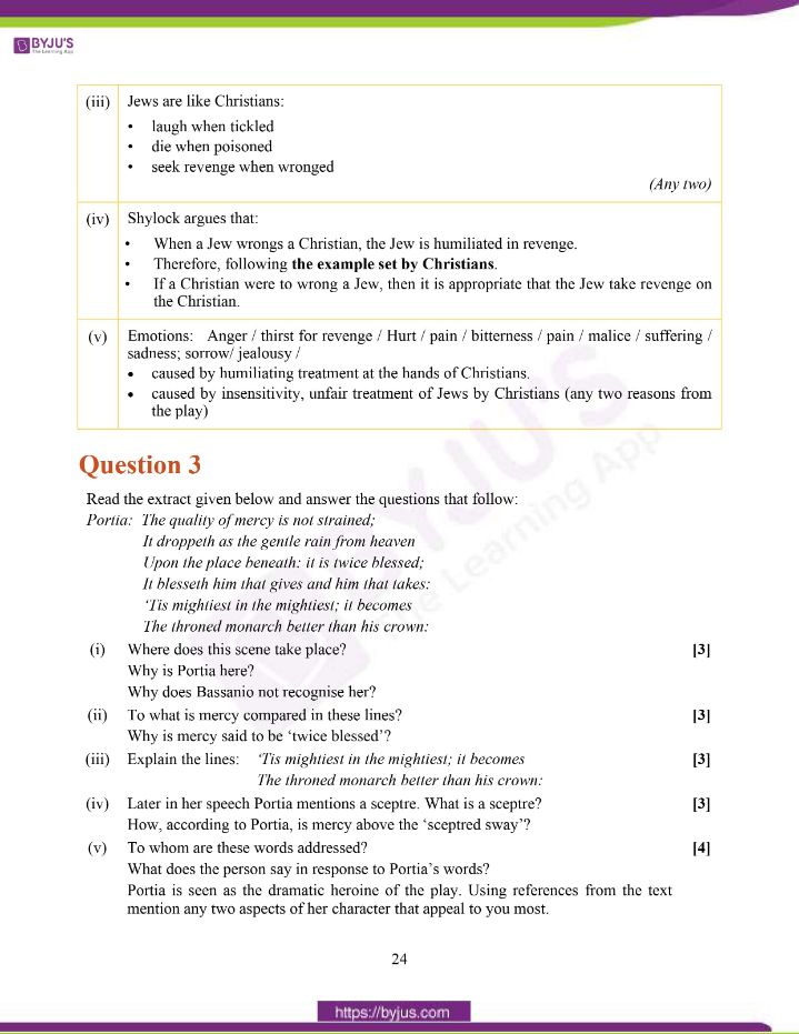 ICSE Class 10 English Literature Question Paper Solution 2020