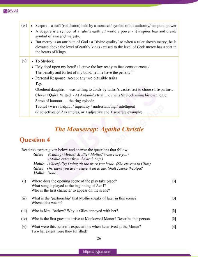 ICSE Class 10 English Literature Question Paper Solution 2020