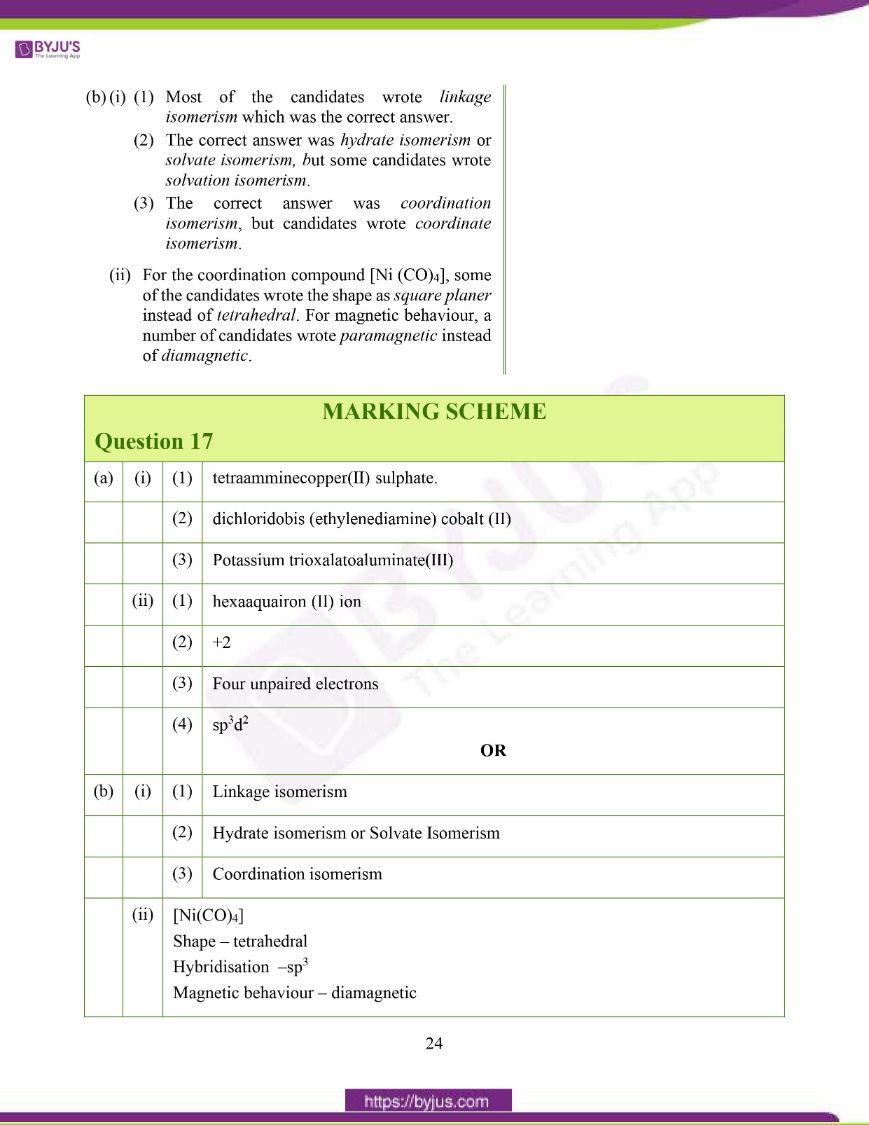 ISC Class 12 Chemistry Question Paper Solution 2020
