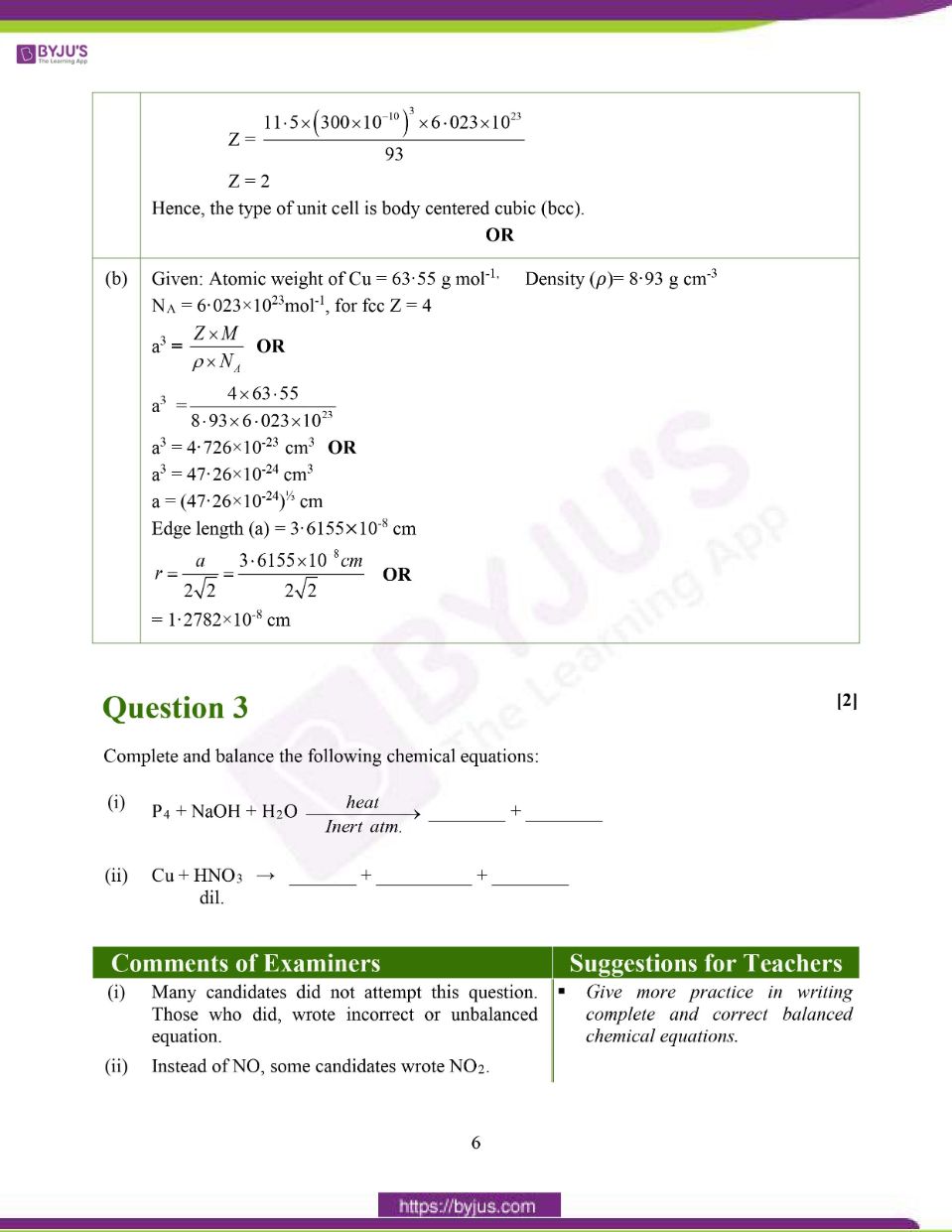 ISC Class 12 Chemistry Question Paper Solution 2020