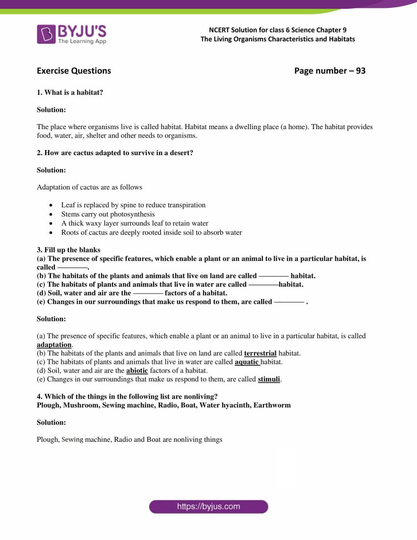 NCERT Solution For Class 6 Science Chapter 9 Part 1 NCERT Solution For Class 6 Science Chapter 9 Part 1