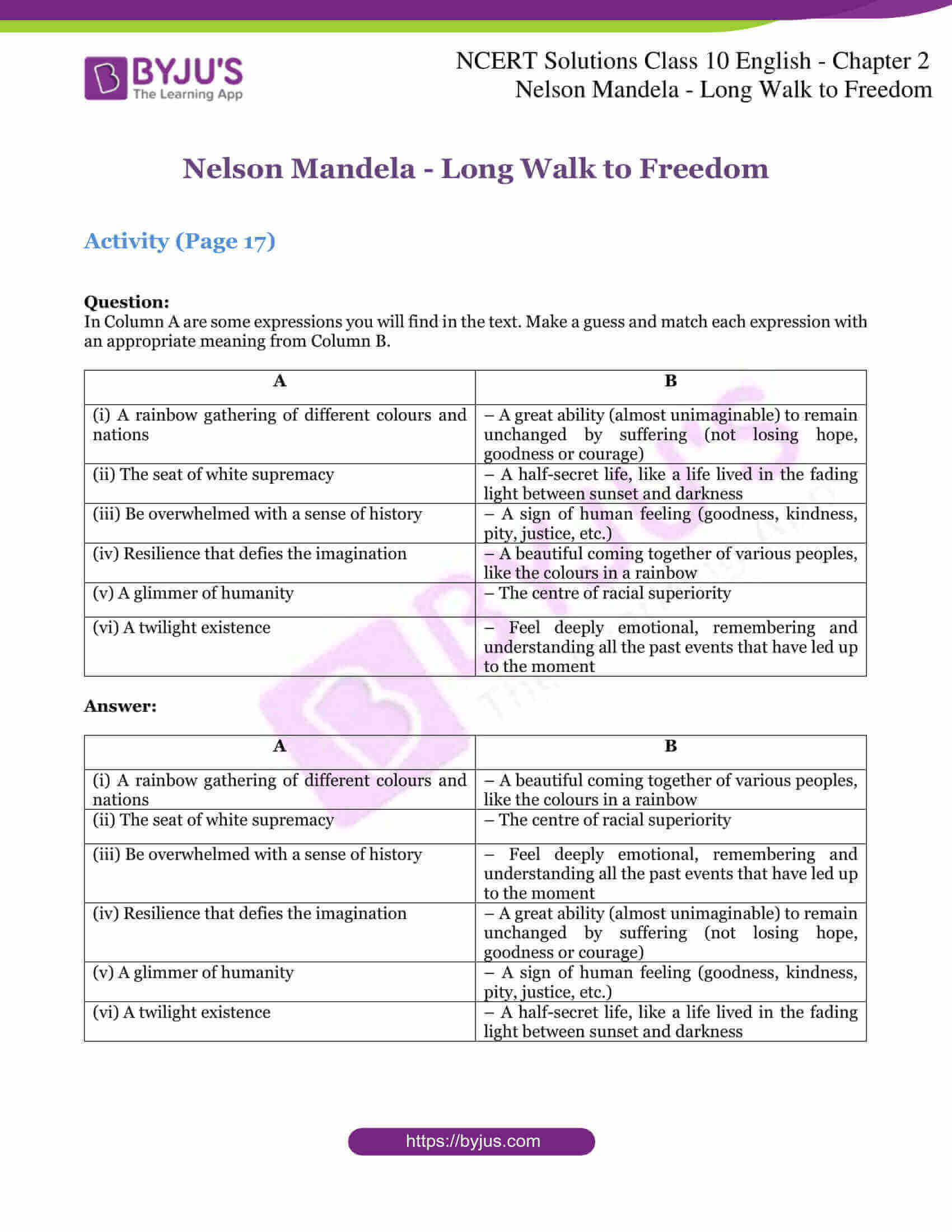 NCERT Solutions For Class 10 English First Flight Chapter 2 Nelson 
