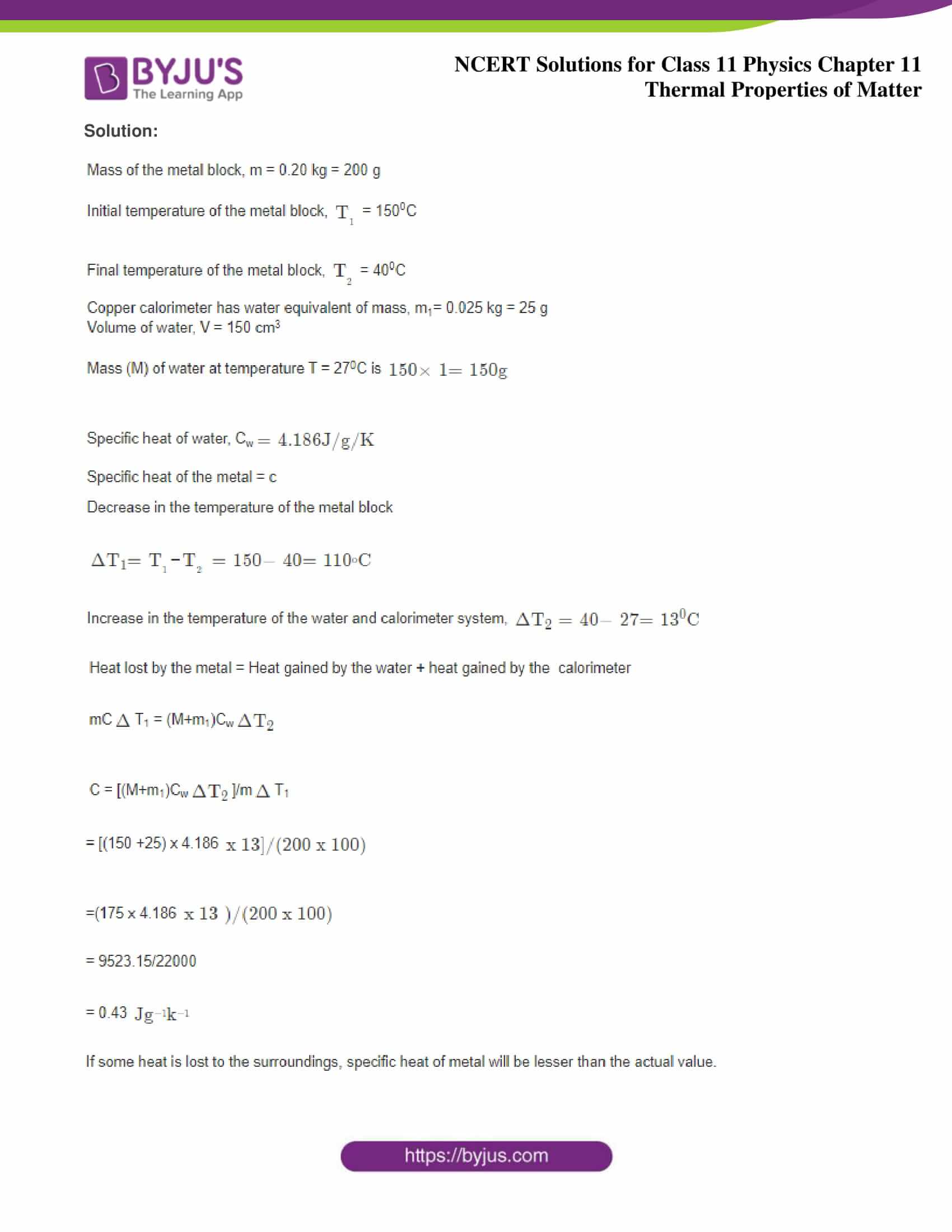 NCERT Solutions for Class 11 Physics Chapter 11 Thermal Properties of